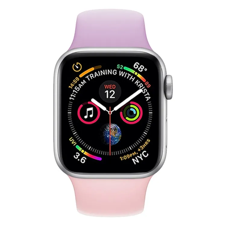 Double Color Silicone Watch Band for Apple Watch Series 3 & 2 & 1 38mm (Purple Light Pink)