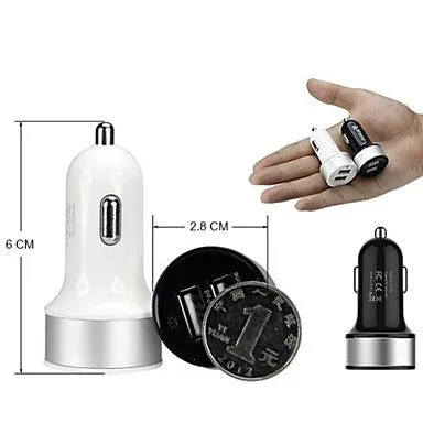 Dual-USB Car Cigarette Lighter Power Adapter for Smartphones and Tabs (Samsung S2/S3/S4/S5/Note2, iPhone)