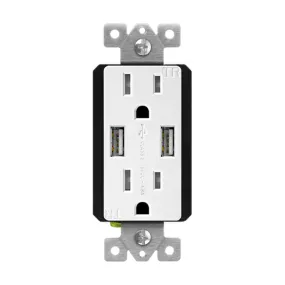 Enerlites 61501-TR2USB-CC Dual USB Charger 4.8A with 15A Tamper-Resistant Duplex Receptacles