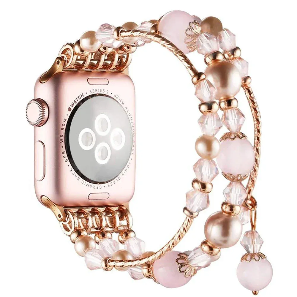 Fashion Women Pearl Strap for Apple Watch Band 40mm 41mm 38mm 42mm 44mm 45mm for Iwatch Series 7 8 SE 6 5 4 Elastic Bracelet