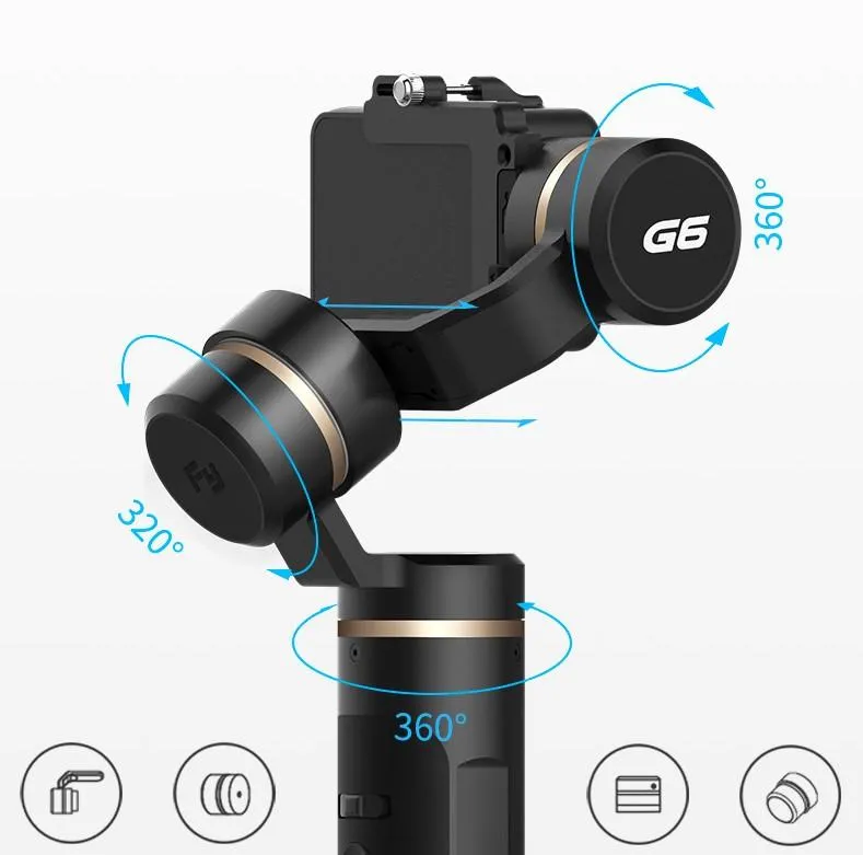 FeiyuTech G6 3-Axis Splash Proof Handheld Gimbal Stabilizer for GoPro Hero 6/5/4 and Other Action Cameras