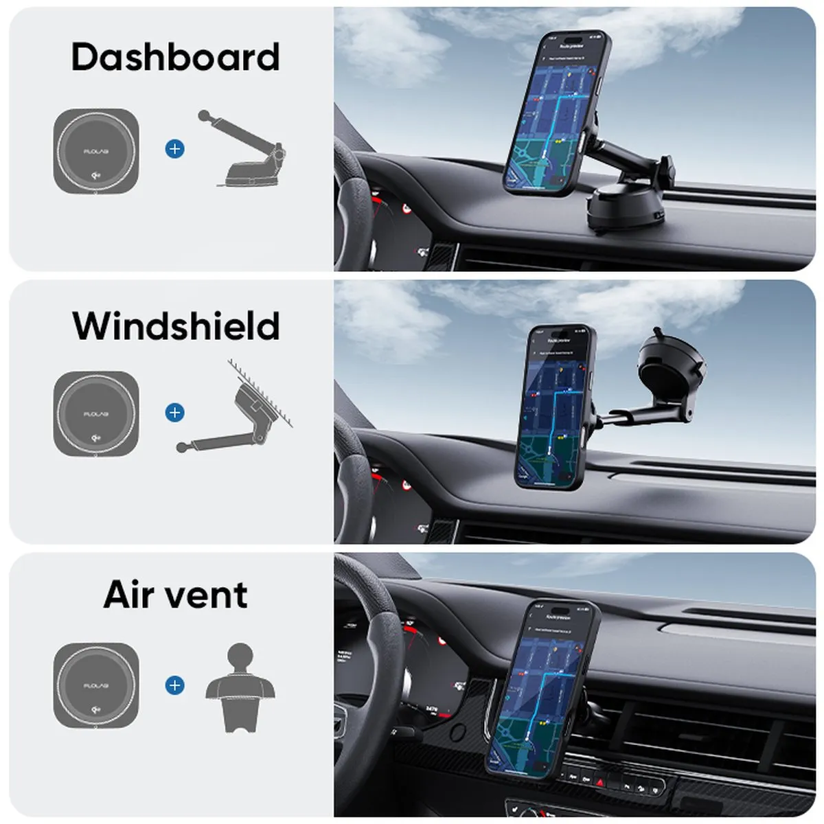 FLOLAB MagFLO Qi2 15W Best Wireless Car Charger With Cooling K2, 30W Car Charger- Fast Charging