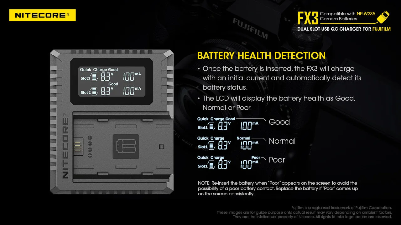 FX3 (Fujifilm NP-W235) Dual-Slot Battery Charger