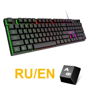 Gaming keyboard Gamer keyboard with backlight USB 104 Rubber keycaps RGB Wired Ergonomic Russian keyboard For PC laptop