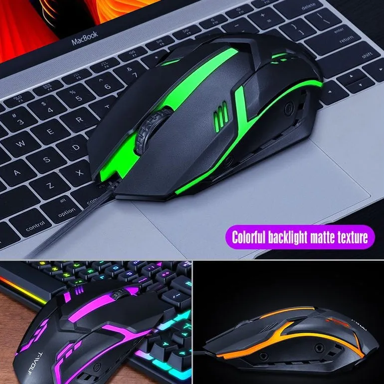 Gaming Set - 104 Keys Wired Keyboard with Rainbow Backlit   1600 DPI Gaming Mouse Combo