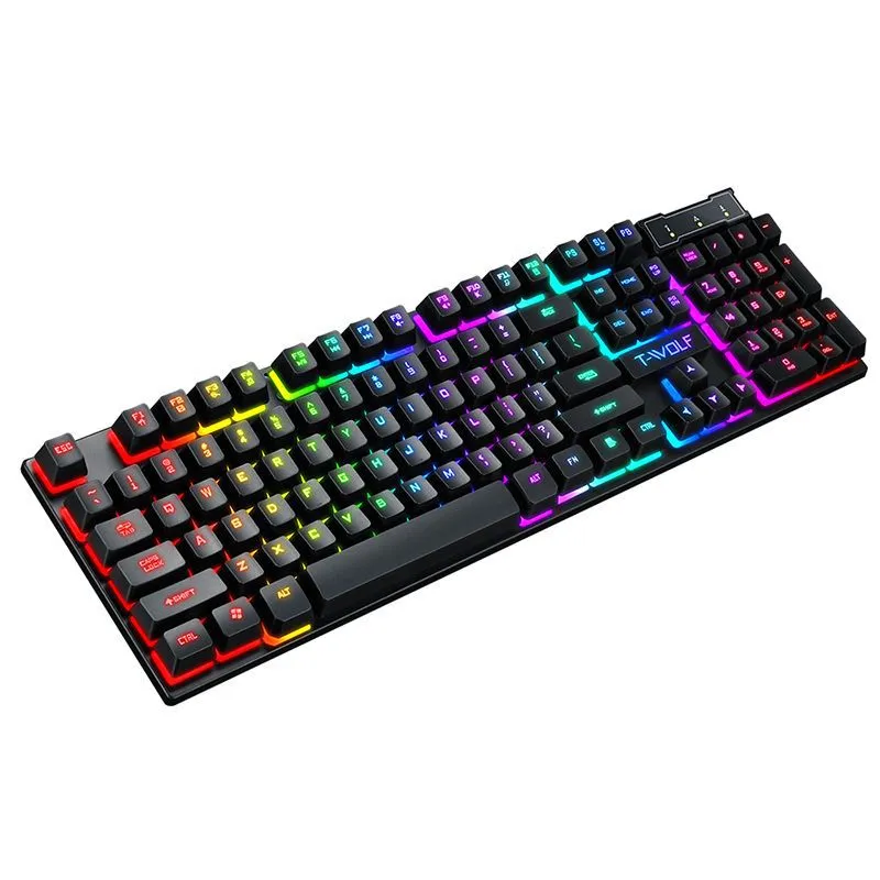 Gaming Set - 104 Keys Wired Keyboard with Rainbow Backlit   1600 DPI Gaming Mouse Combo