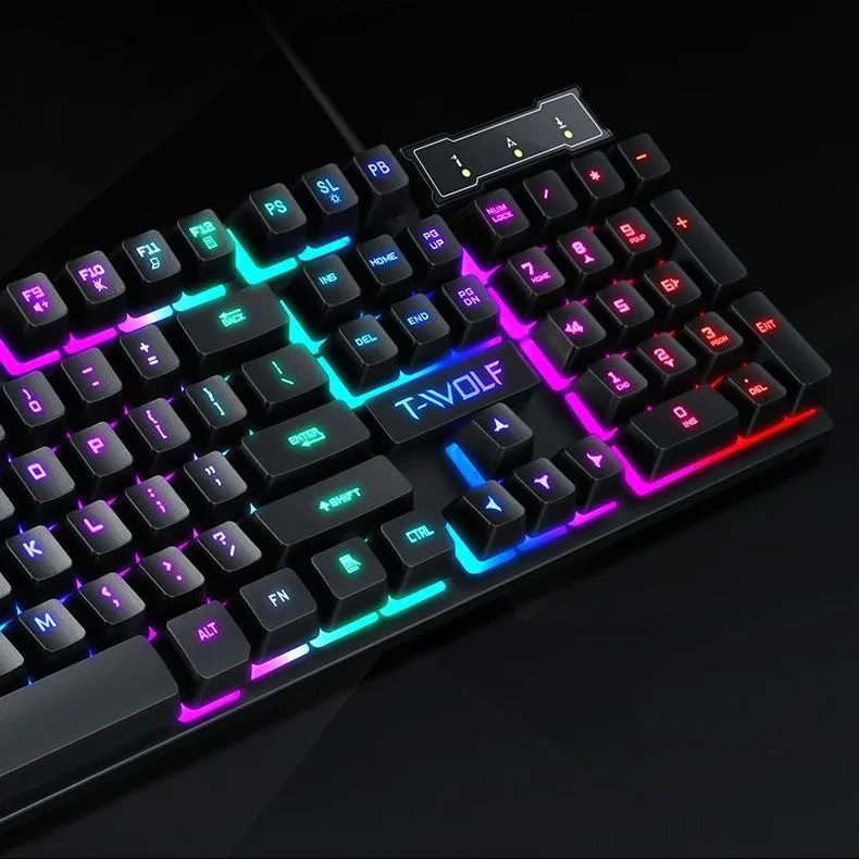 Gaming Set - 104 Keys Wired Keyboard with Rainbow Backlit   1600 DPI Gaming Mouse Combo