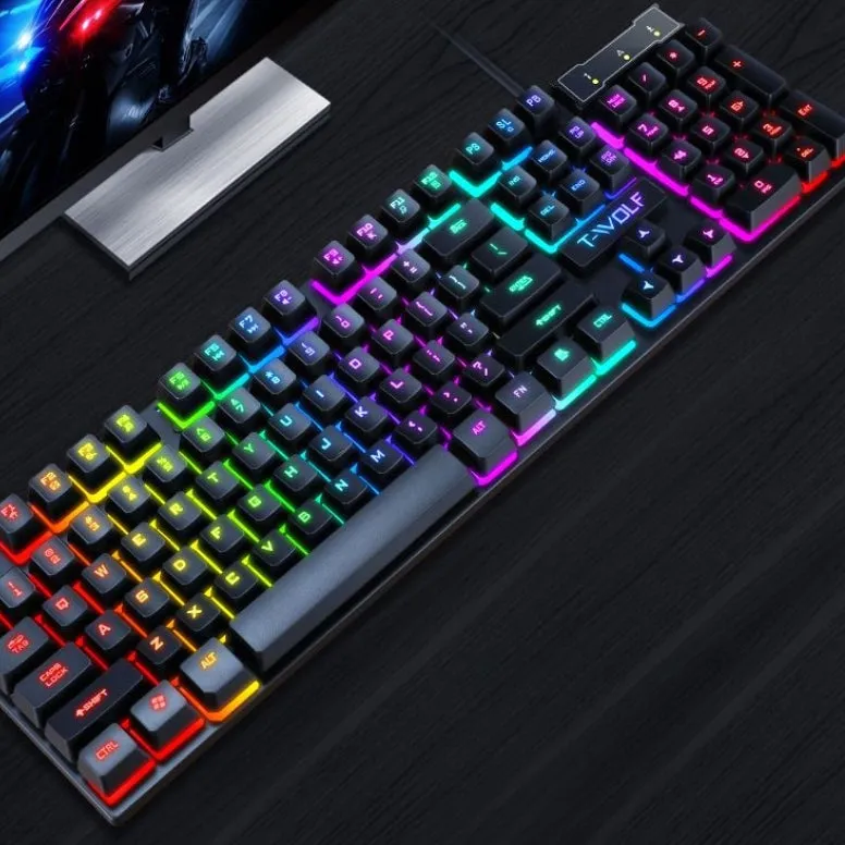 Gaming Set - 104 Keys Wired Keyboard with Rainbow Backlit   1600 DPI Gaming Mouse Combo