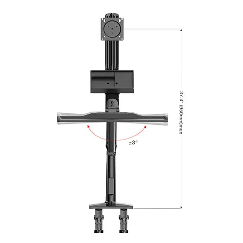 Gas Spring Floating Sit-Stand Single Monitor Desktop Mount - NB 35W (Fits Most 19" ~ 27")