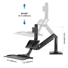 Gas Spring Floating Sit-Stand Single Monitor Desktop Mount - NB 35W (Fits Most 19" ~ 27")