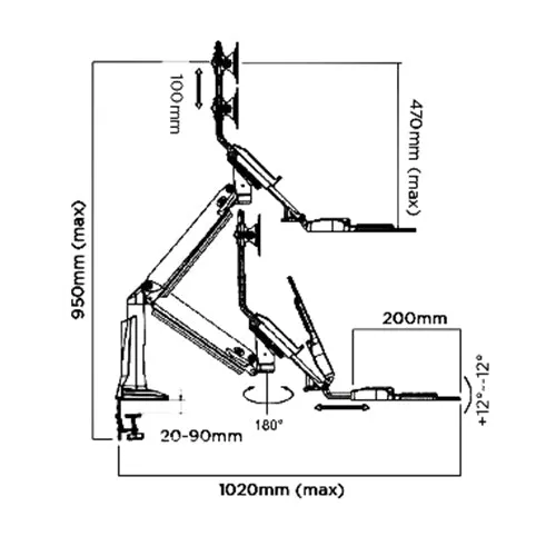 Gas Spring Floating Sit-Stand Single Monitor Desktop Mount - NB 35W (Fits Most 19" ~ 27")