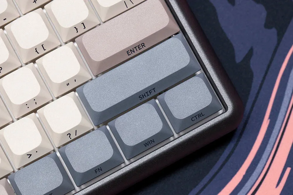 GKs Revelation Keycap for Low Profile MX Stem Gaming Mechanical Keyboard Dye Subbed Keycap Side print font Beige Grey Thin