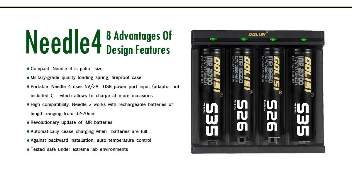 Golisi Needle 4 Smart USB Battery Charger