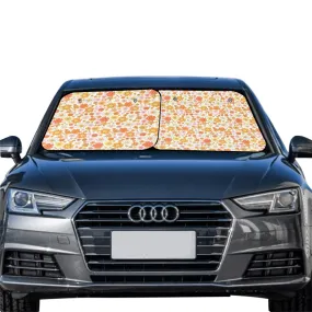 Groovy Flowers Car Sun Shade 2 Piece Set, Floral 70s retro Windshield Side Window Foldable Accessories Auto SUV Protector Visor Screen Cover