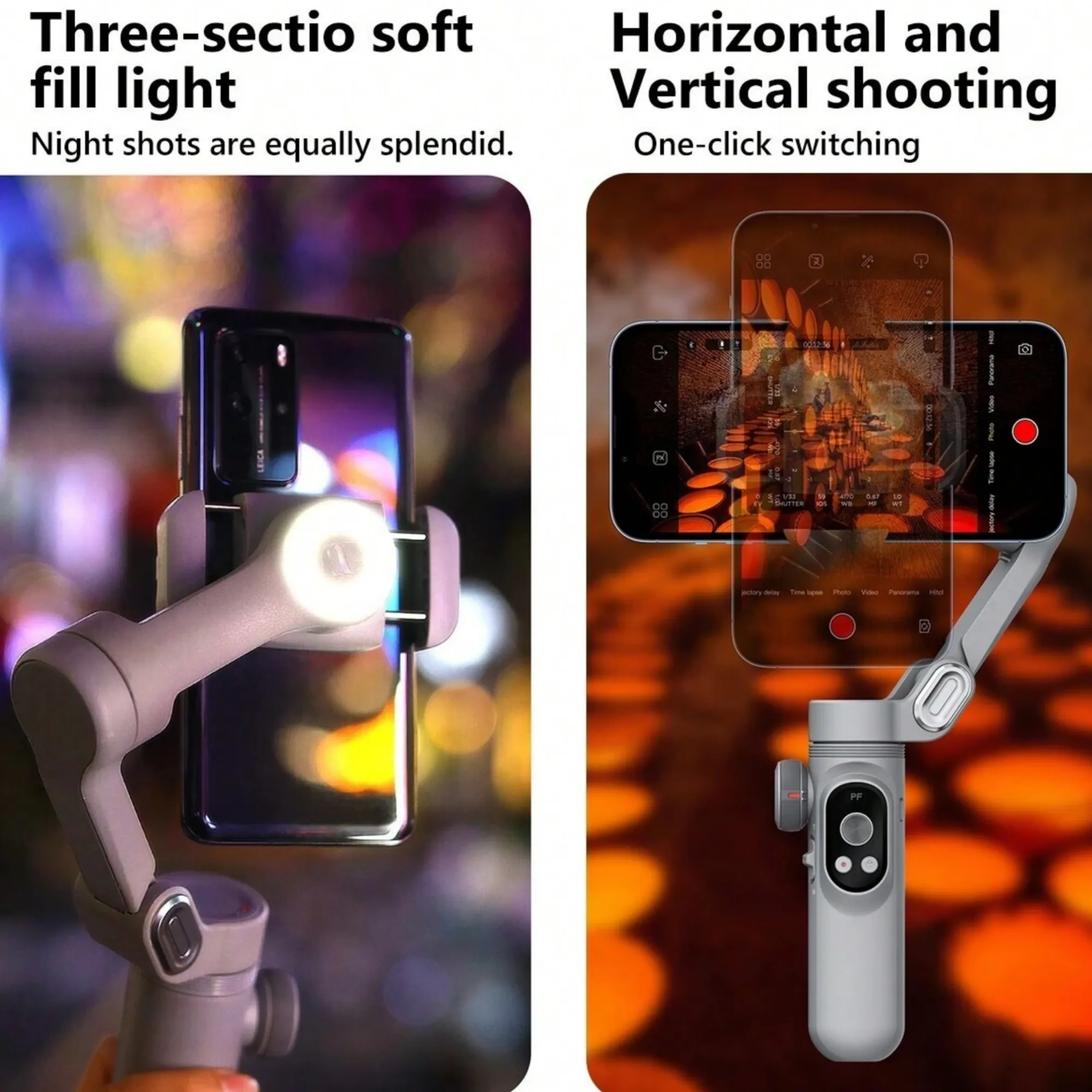 Handheld Stabilizer 3-Axis for Smartphone With LED Light And Focus Wheel