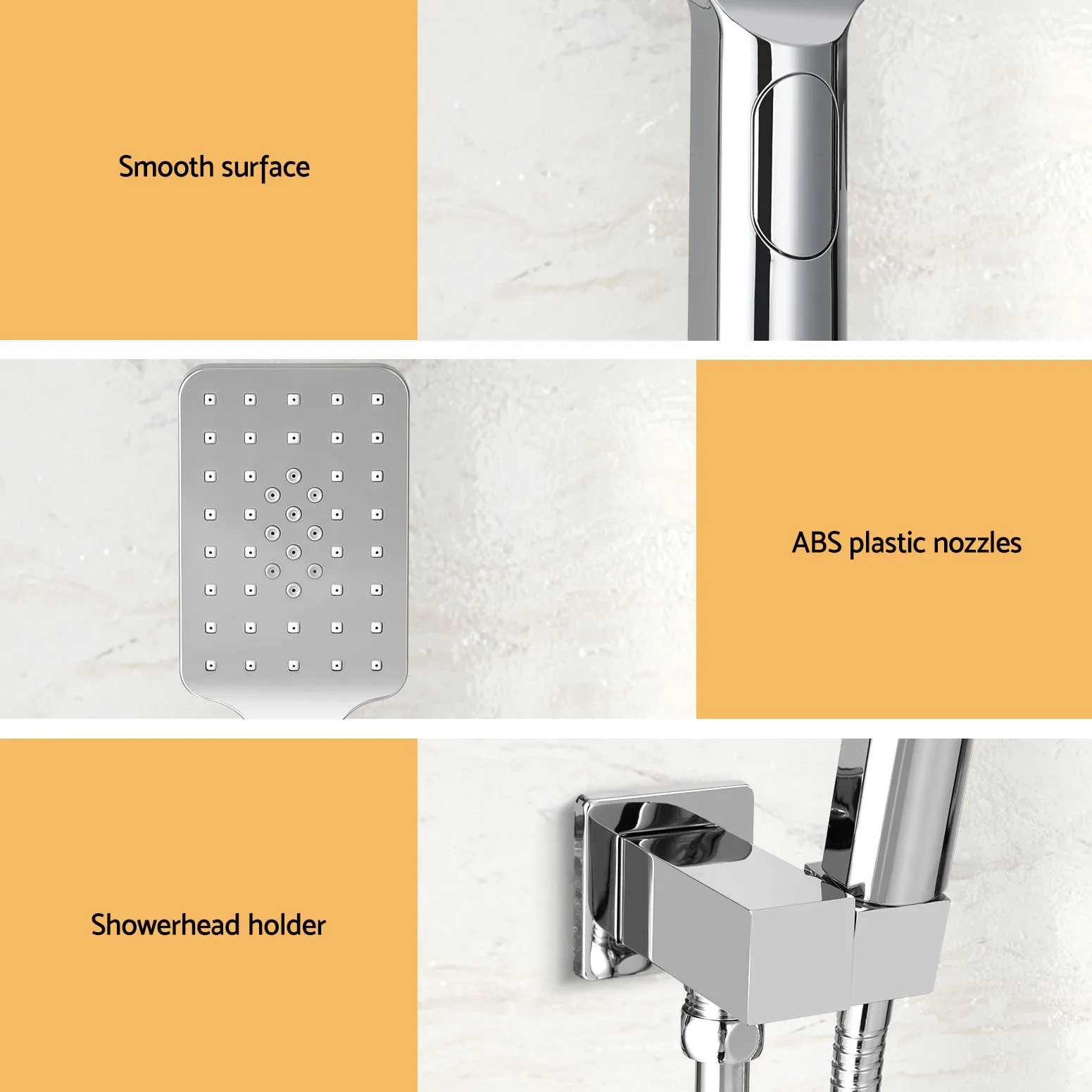 High Pressure Handheld Shower Head Set with Holder - Silver