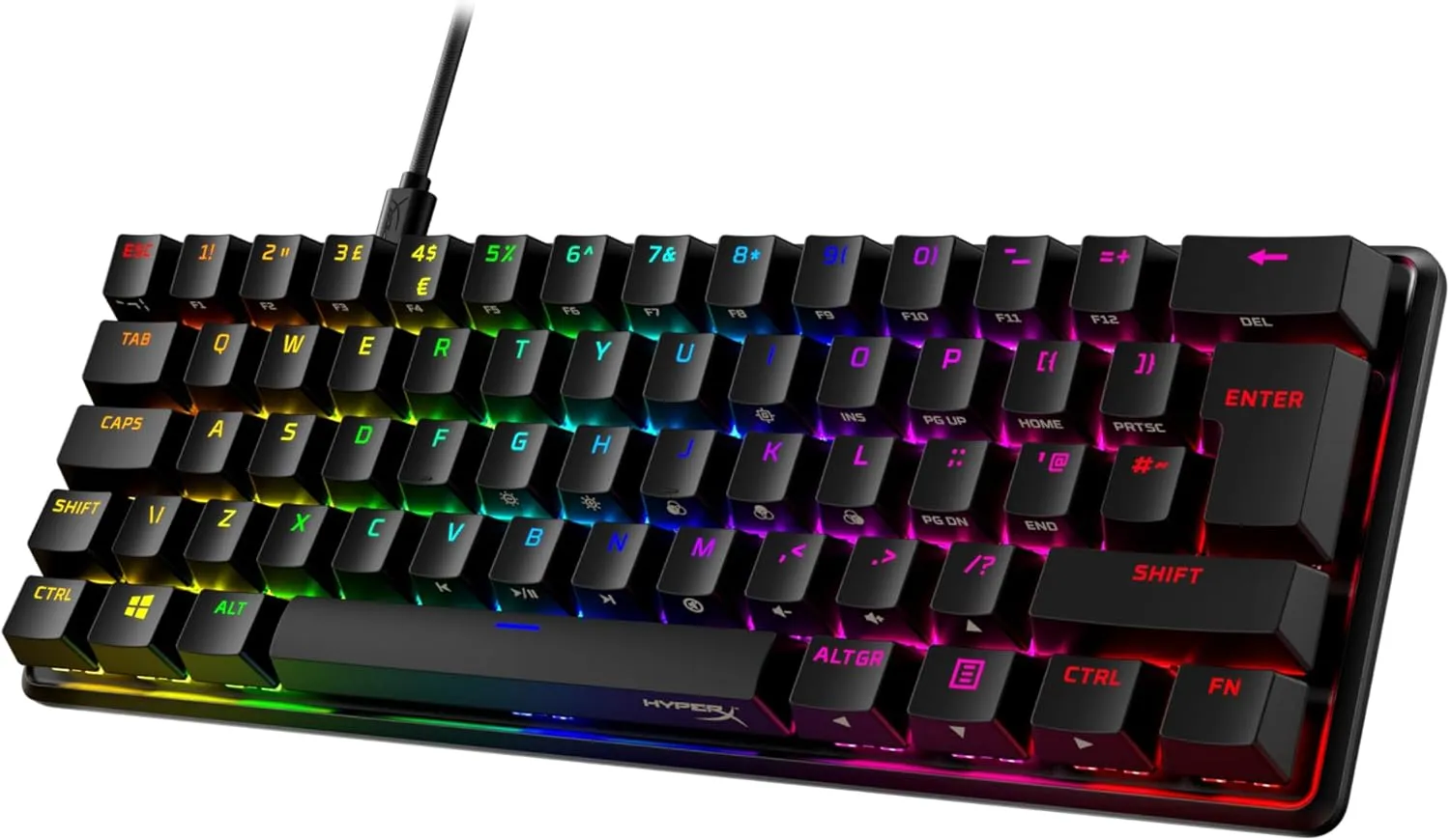 HyperX Alloy Origins 60 Mechanical Gaming Keyboard – Ultra-Compact 60% Layout, Red Switches, PBT Keycaps, RGB Backlit, Side-Printed Functions, NGENUITY Compatible