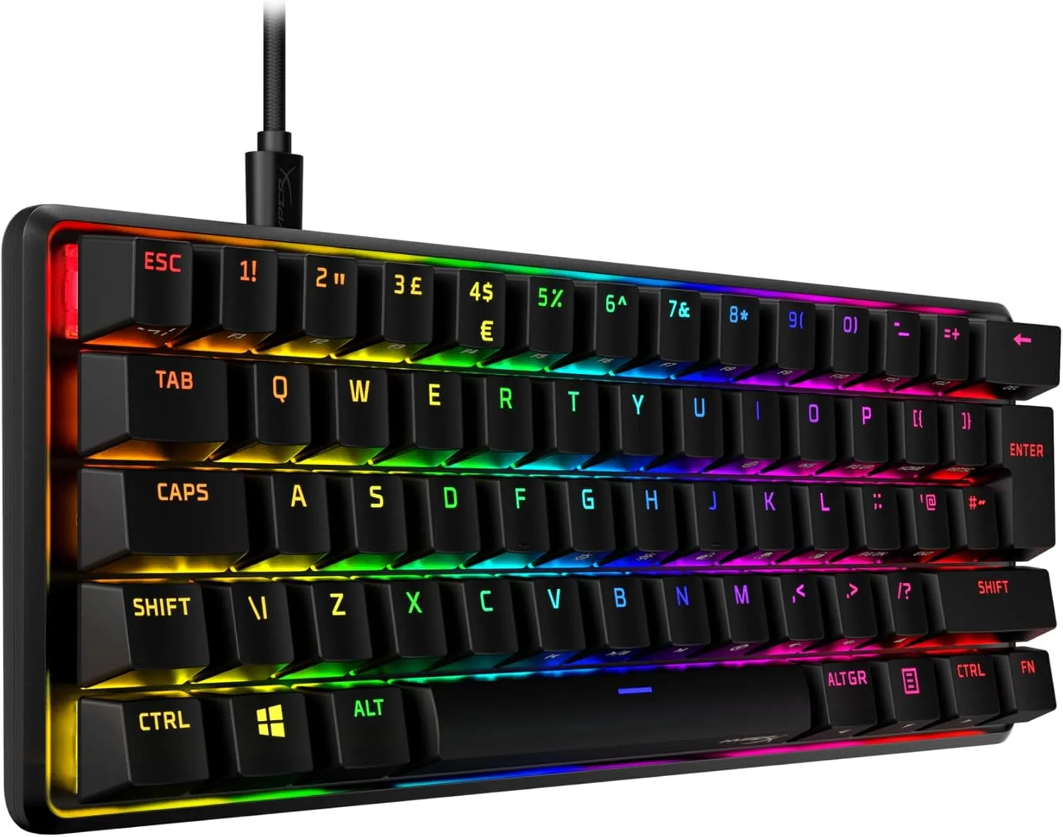 HyperX Alloy Origins 60 Mechanical Gaming Keyboard – Ultra-Compact 60% Layout, Red Switches, PBT Keycaps, RGB Backlit, Side-Printed Functions, NGENUITY Compatible