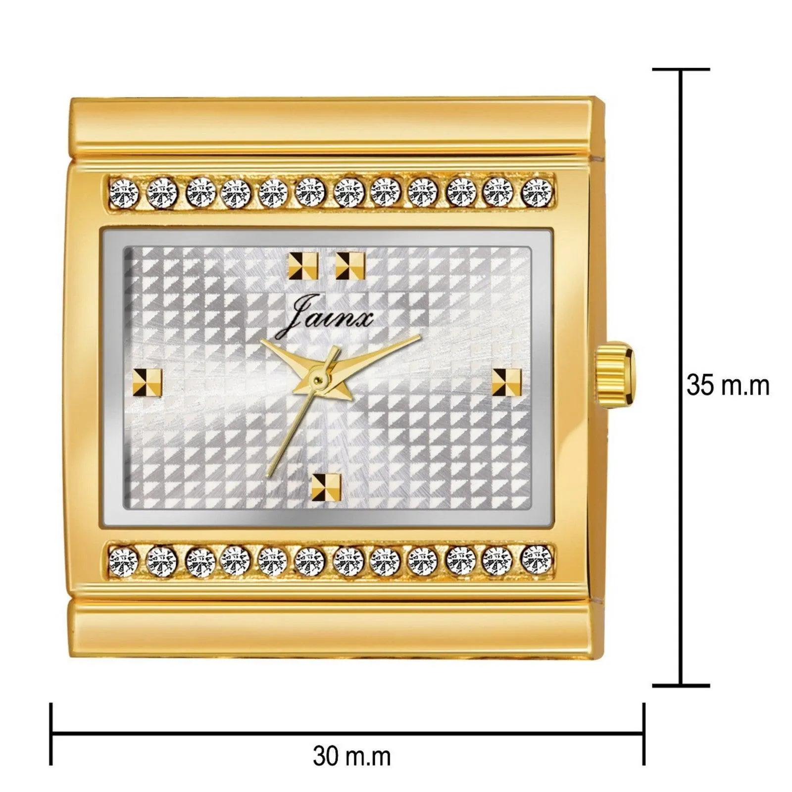 Jainx JW676 Rectangle Shape Golden Bracelet Analog Watch - For Women