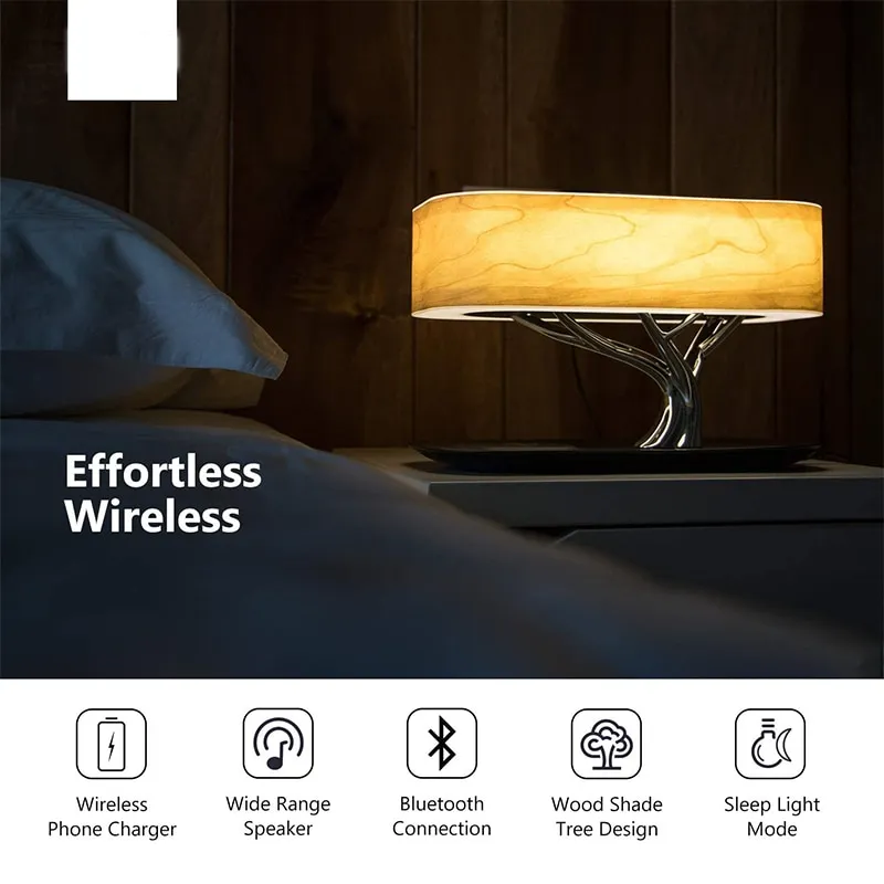 Japanese Style Dimmable Bluetooth Speaker Wireless Charger Desk Lamp