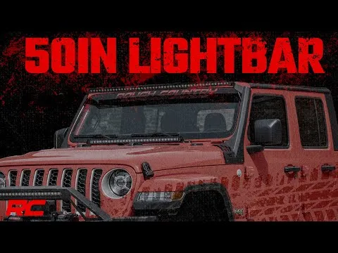 Jeep 50-inch Straight LED Light Bar Upper Windshield Kit w/ Dual-Row Black Series LED (20-22 Gladiator JT, 18-22 Wrangler JL)