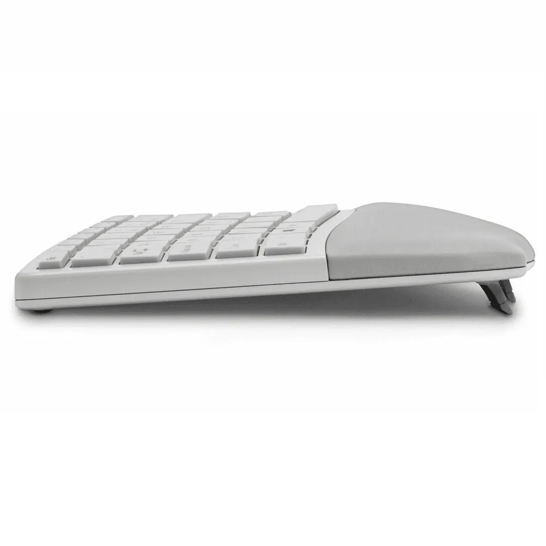 Kensington Dual Comfort Keyboard Split Keys Ergonomic Bluetooth|USB Wrist Rest Grey White