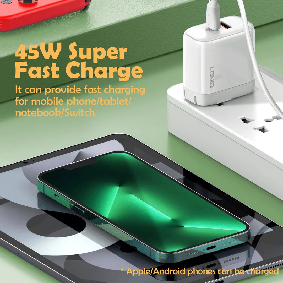 LDNIO 45W Dual USB-C   QC4.0 Super Fast Charger