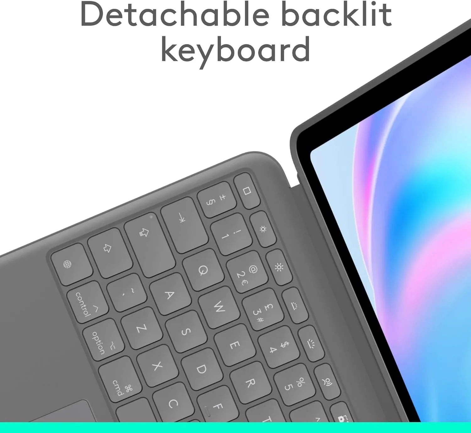 Logitech Combo Touch Keyboard Case for iPad Pro 11" (M2, 4th/5th Gen) - Detachable Backlit Keyboard with Kickstand, QWERTY UK Layout - Grey