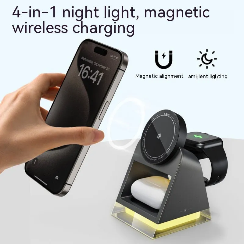 MagnaLite 3-in-1 Compact Wireless Charger with Night Lamp