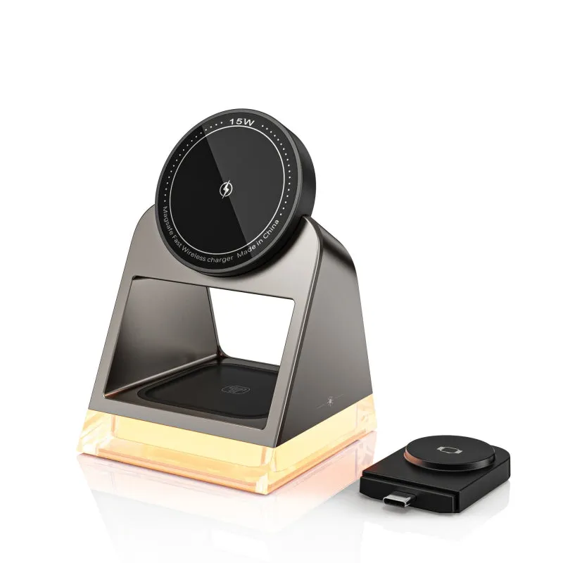 MagnaLite 3-in-1 Compact Wireless Charger with Night Lamp