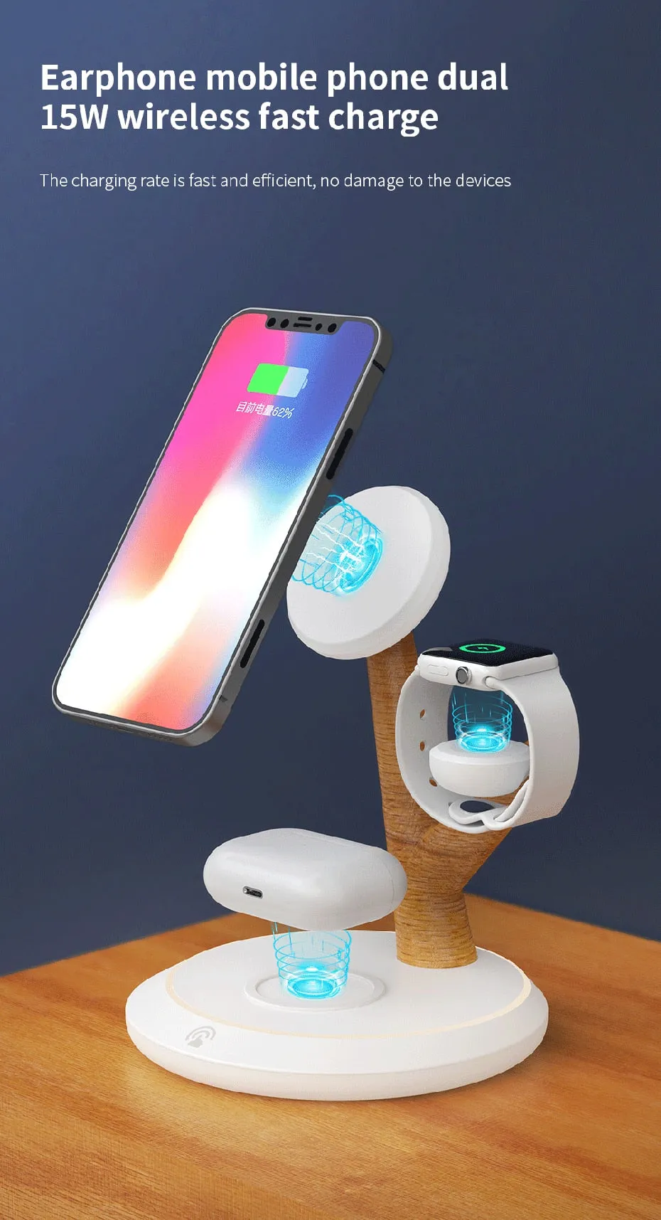 Magnetic Wireless Charger 4 in 1 Stand for iPhone 13 12 Pro Max Wireless Charging Station for Apple Watch 7 6 / AirPods 3