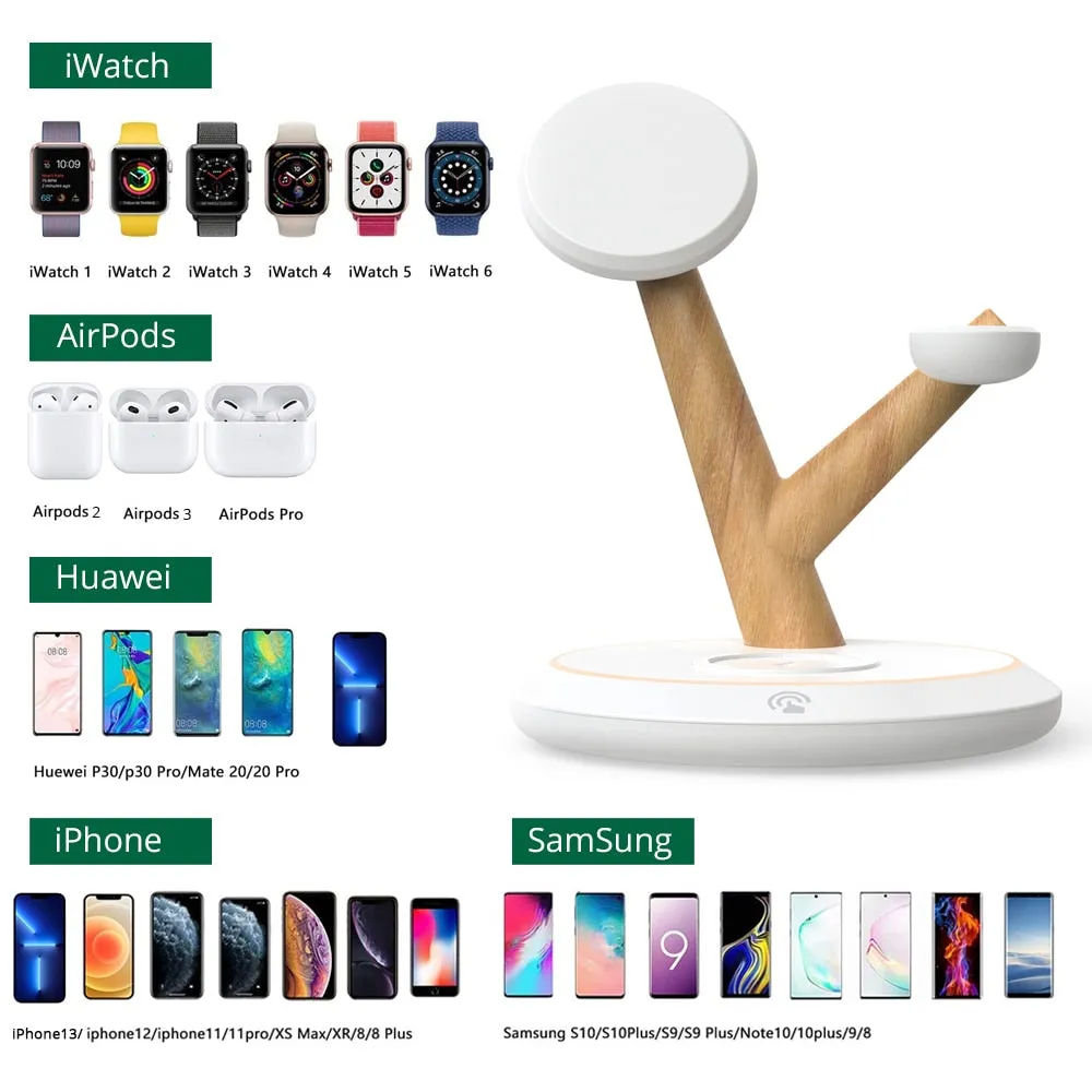 Magnetic Wireless Charger 4 in 1 Stand for iPhone 13 12 Pro Max Wireless Charging Station for Apple Watch 7 6 / AirPods 3