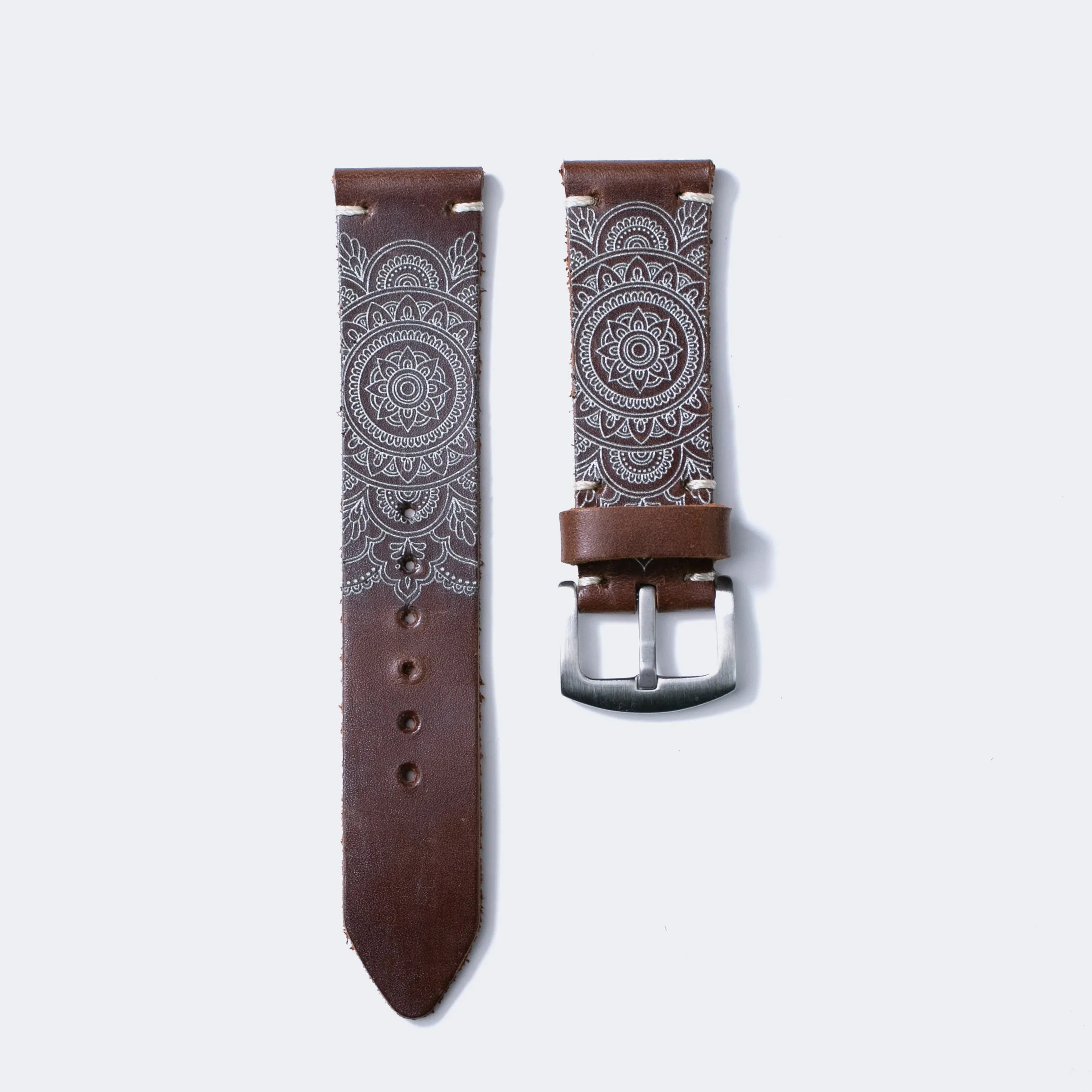 Mandala - Leather Watch Strap - Antique Brown