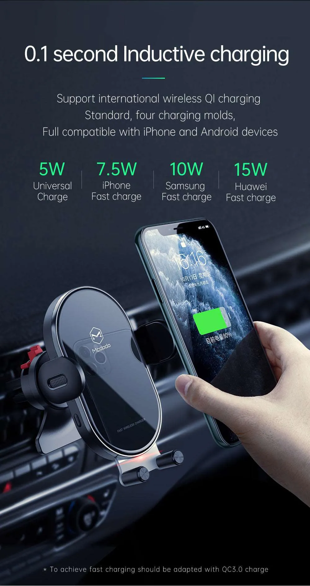 Mcdodo CH-762 | 15W Magnetic Wireless Charger Car Mount