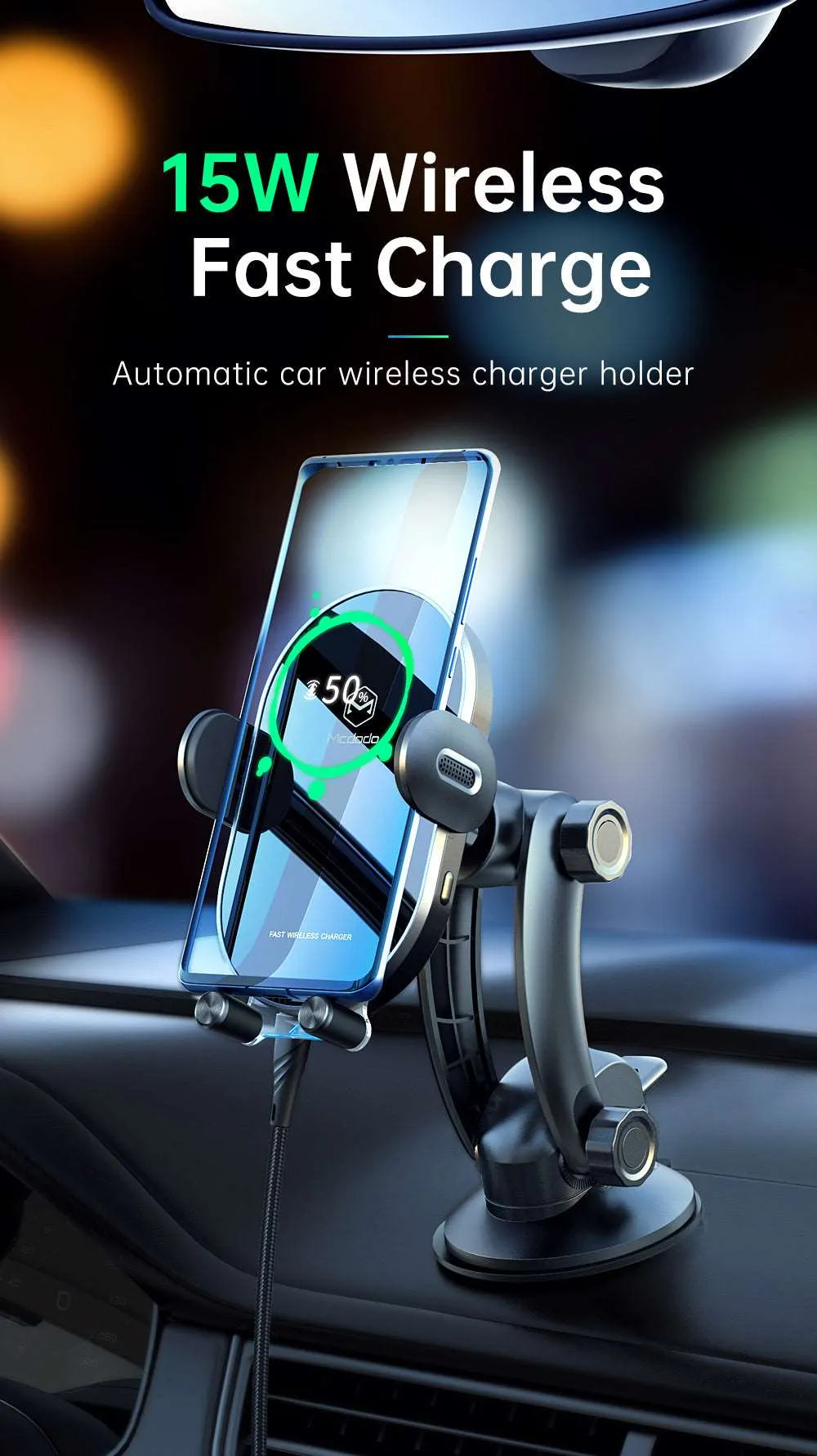 Mcdodo CH-762 | 15W Magnetic Wireless Charger Car Mount