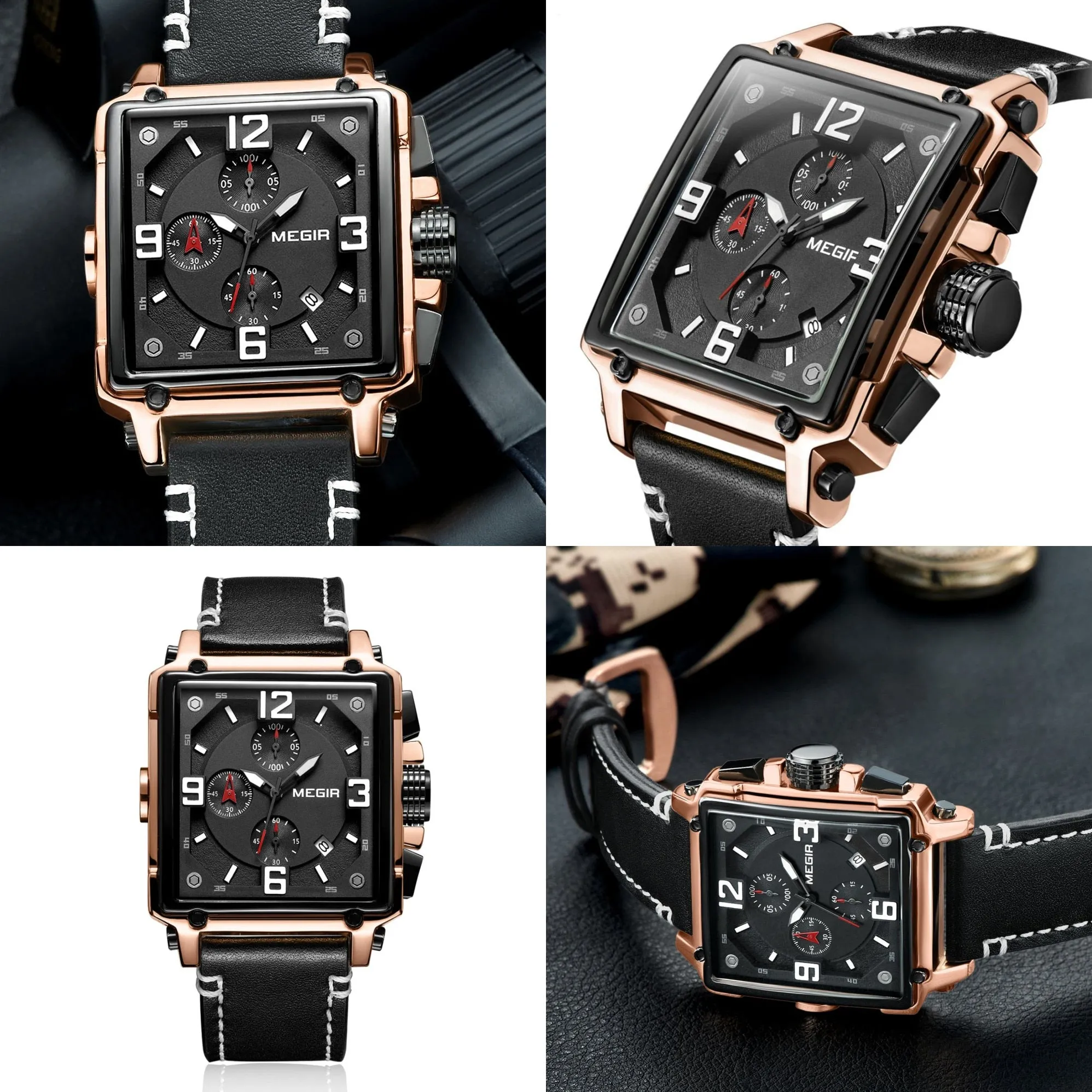 MEGIR Men Watch Top Brand Luxury Chronograph Quartz Watches Clock Men Leather Sport Army Military Wrist Watch Relogio Masculino