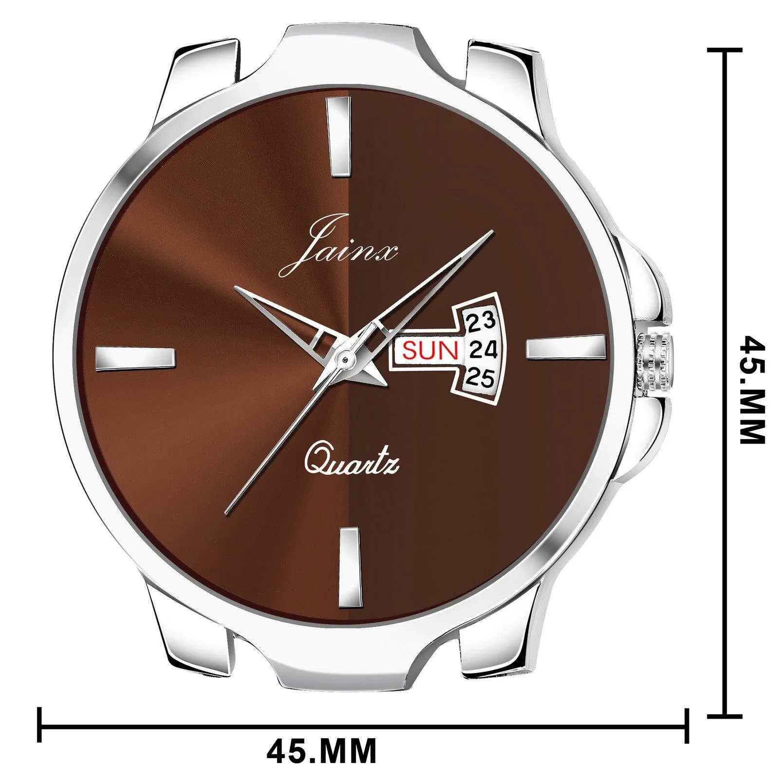 Men's Brown Leather Strap Analog Watch with Day and Date Function - Jainx JM7132