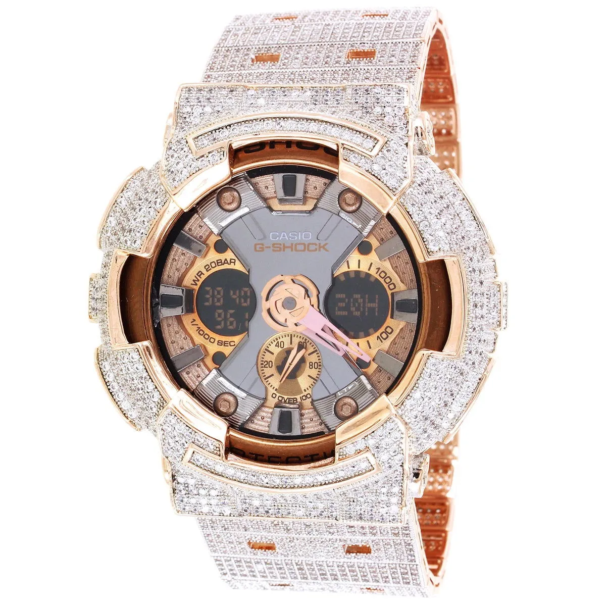 Mens Custom Casio G-Shock GA-200GD Rose Gold Tone Watch