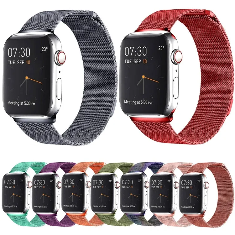 Milanese Loop Magnetic Stainless Steel Watch Band for Apple Watch Series 10 42mm / 9&8&7 41mm / SE 3&SE 2&6&SE&5&4 40mm / 3&2&1 38mm(Orange)