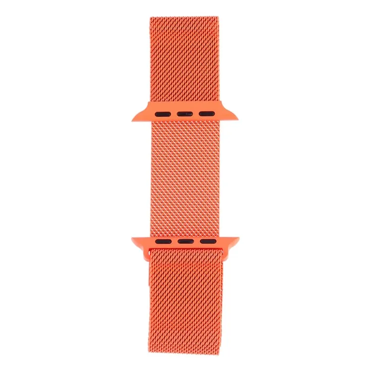 Milanese Loop Magnetic Stainless Steel Watch Band for Apple Watch Series 10 42mm / 9&8&7 41mm / SE 3&SE 2&6&SE&5&4 40mm / 3&2&1 38mm(Orange)