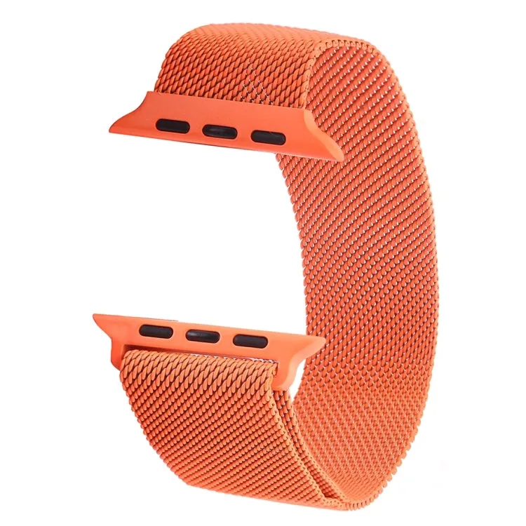 Milanese Loop Magnetic Stainless Steel Watch Band for Apple Watch Series 10 42mm / 9&8&7 41mm / SE 3&SE 2&6&SE&5&4 40mm / 3&2&1 38mm(Orange)