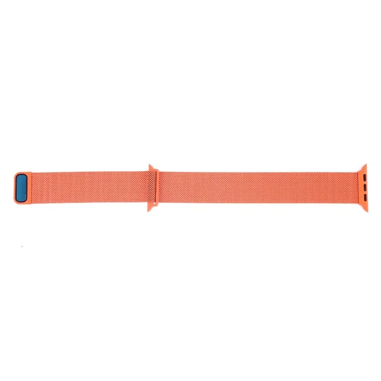 Milanese Loop Magnetic Stainless Steel Watch Band for Apple Watch Series 10 42mm / 9&8&7 41mm / SE 3&SE 2&6&SE&5&4 40mm / 3&2&1 38mm(Orange)