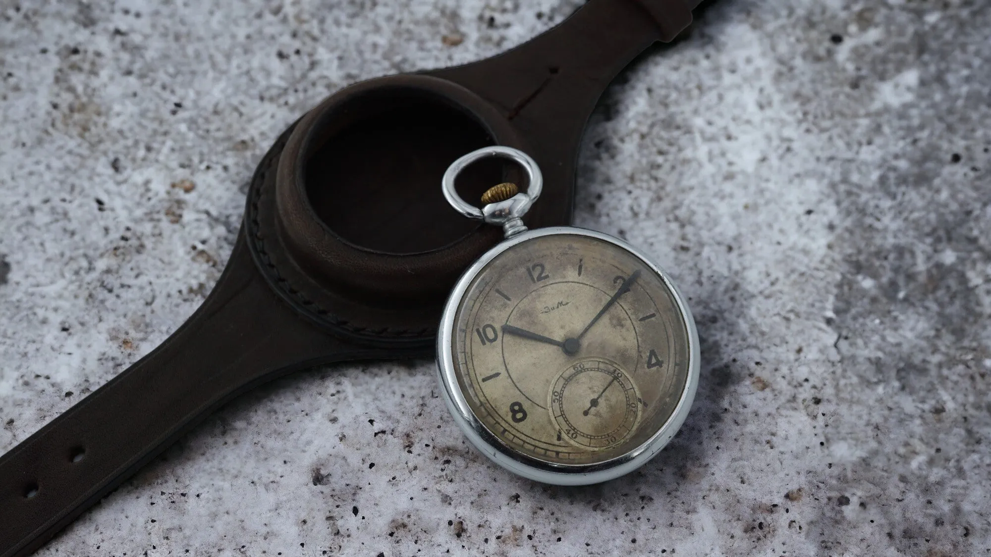 Military ZIM Chk-6 USSR pocket watch   WWI style leather WRISTBAND