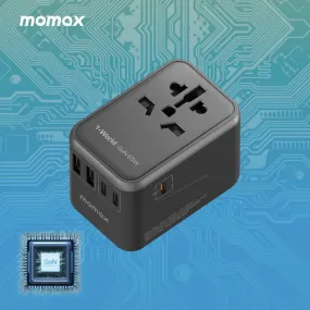 MOMAX 1-World PD 65W GaN 5-Port   AC Charger Universal Travel Adapter