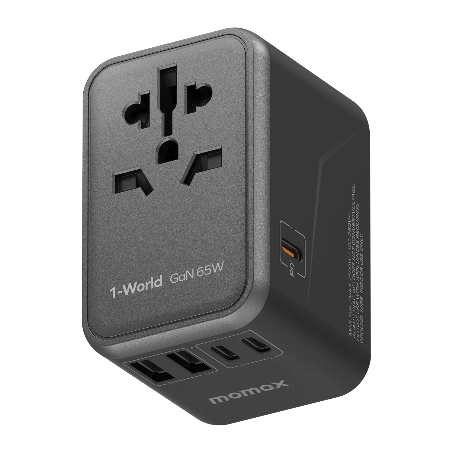 MOMAX 1-World PD 65W GaN 5-Port   AC Charger Universal Travel Adapter