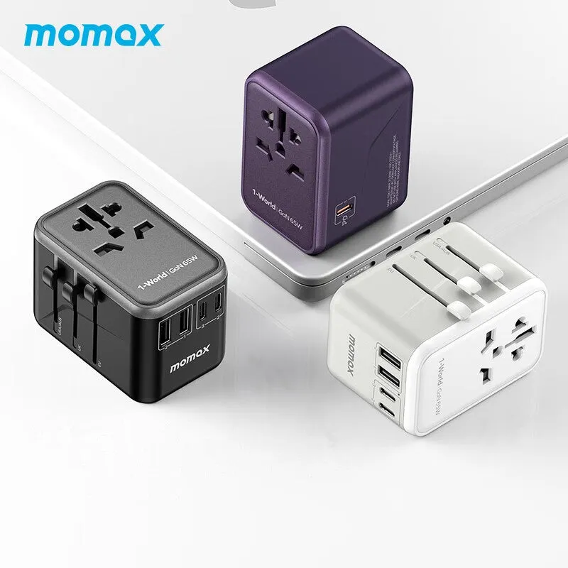 MOMAX 1-World PD 65W GaN 5-Port   AC Charger Universal Travel Adapter