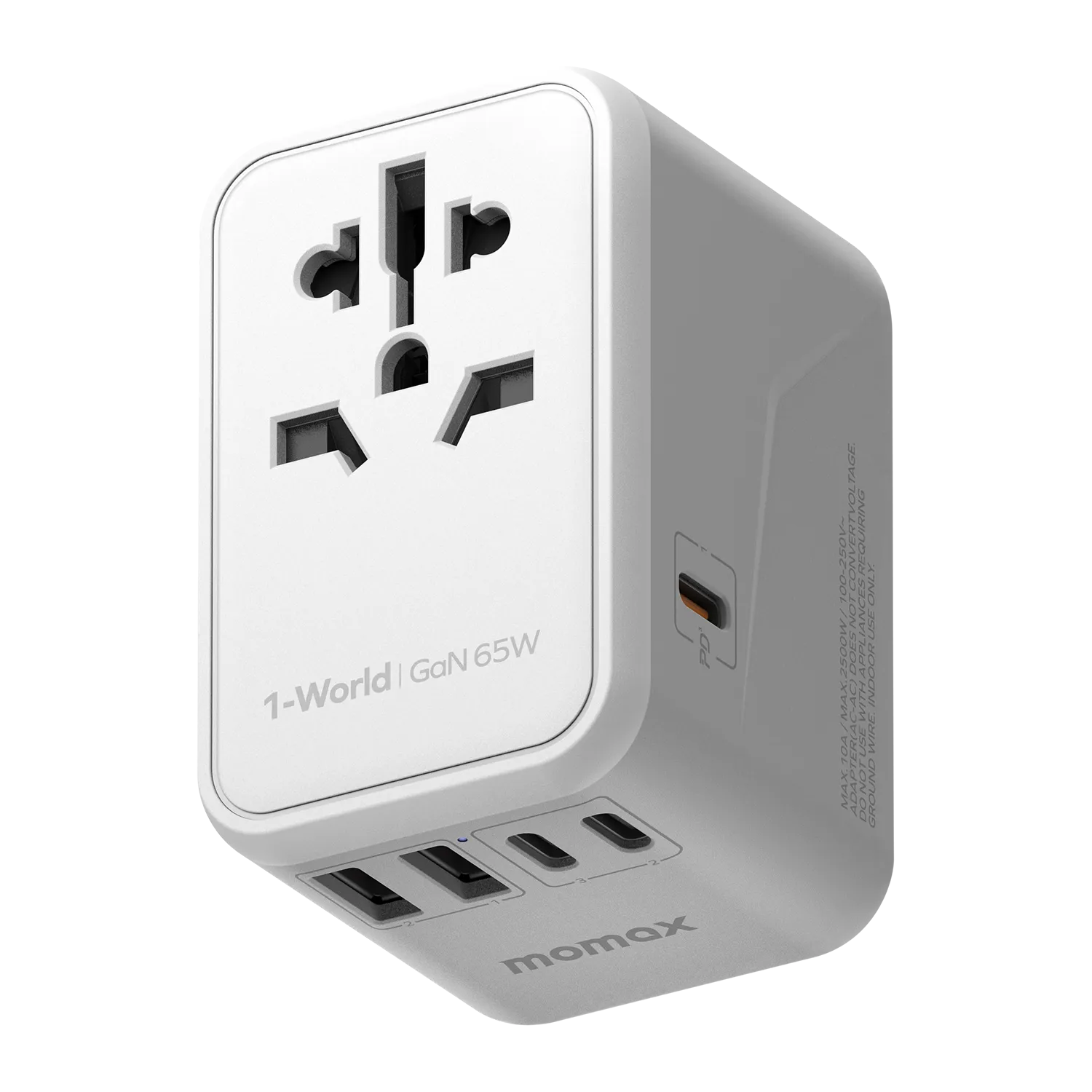 MOMAX 1-World PD 65W GaN 5-Port   AC Charger Universal Travel Adapter