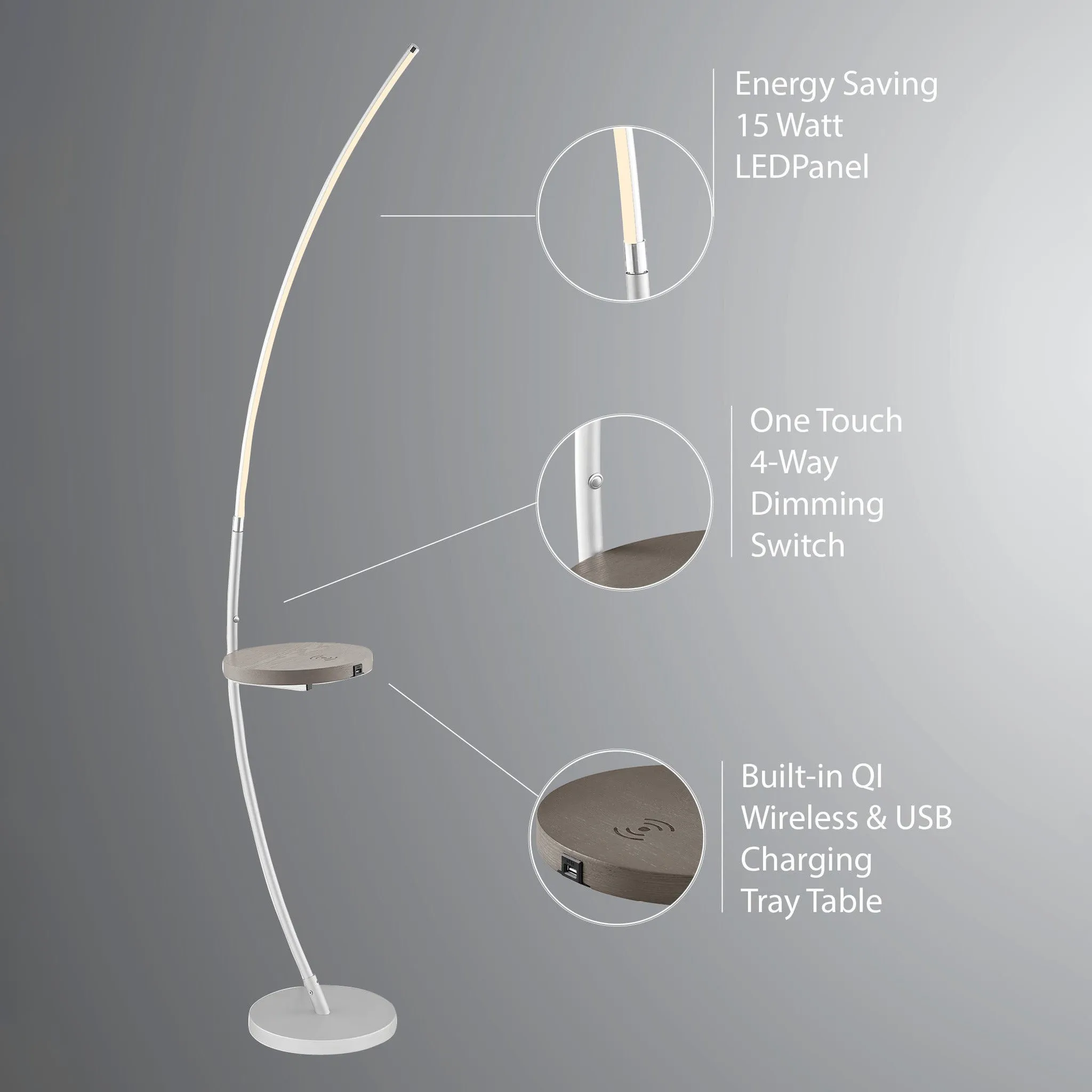 MONITA USB and Wireless Charging, Floor Lamp