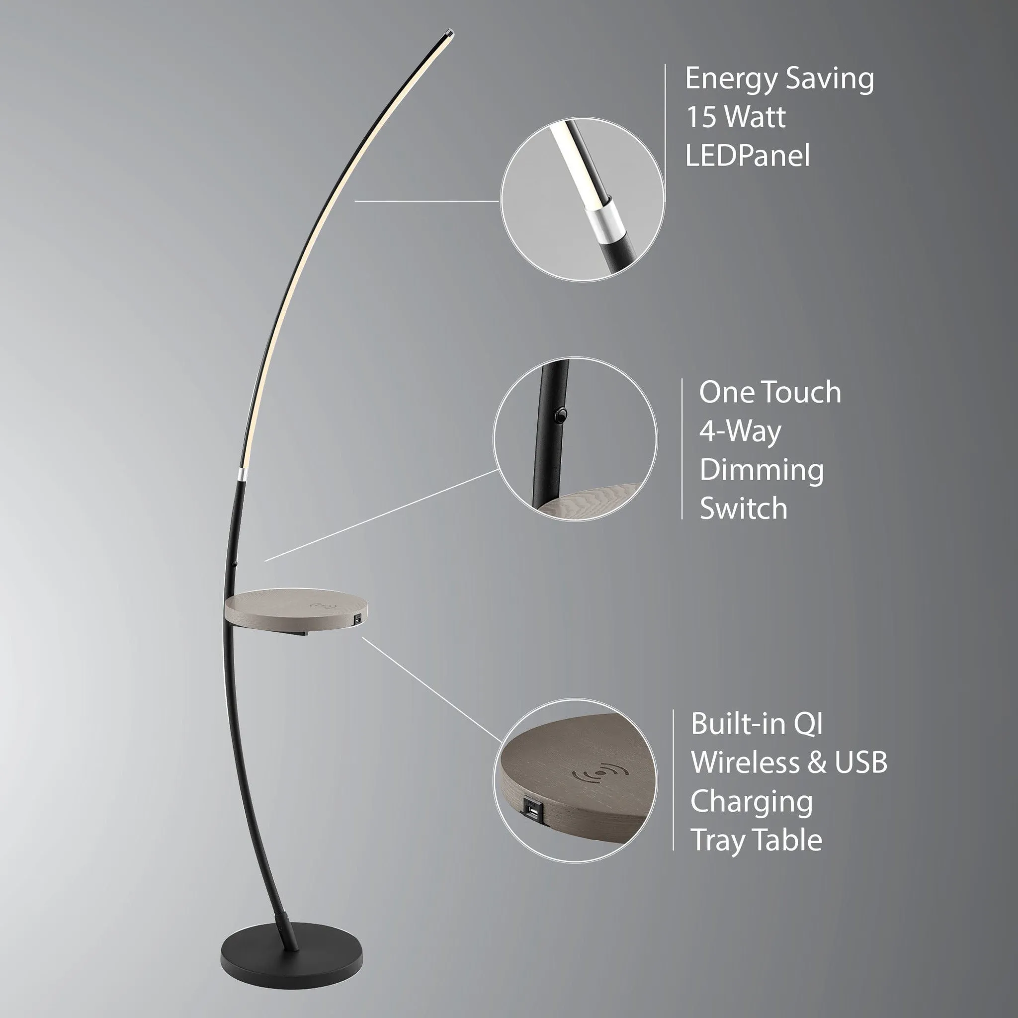 MONITA USB and Wireless Charging, Floor Lamp