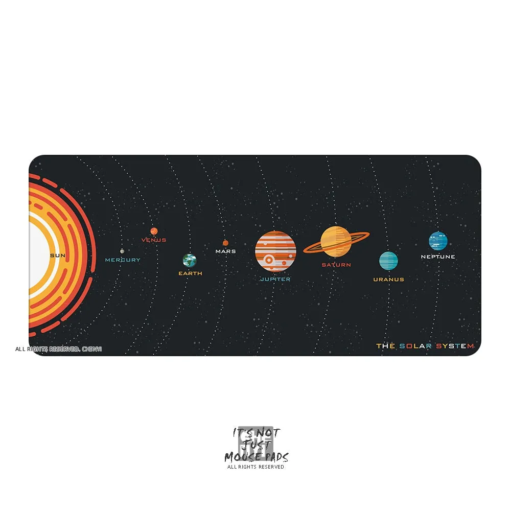 Mousepad Solar System Planet 900 400 4mm Stitched Edges /Rubber High quality soft outer space Universe SUN